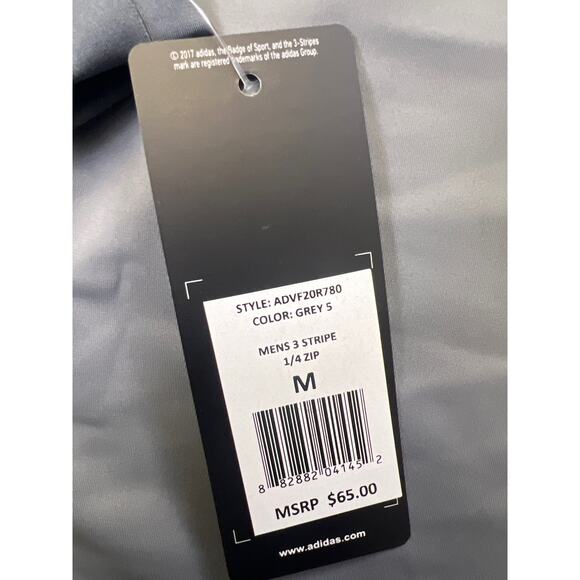 Men’s Adidas 3 Stripe ¼ Zip Gray Golf Fleece Sweatshirt Size Medium New - Picture 6 of 7